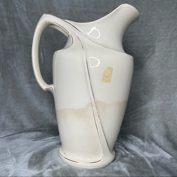 Antique Villeroy & Boch Wash Stand Set Pitcher, Basin and Soap Tray Ivory Gold - Picture 7 of 16